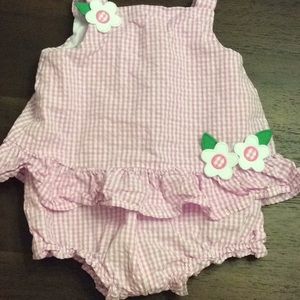 Seersucker baby girl romper